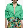 Mango Women's Buttoned Cotton Shirt In Green