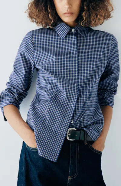 Mango Stretch Cotton Button-up Shirt In Black