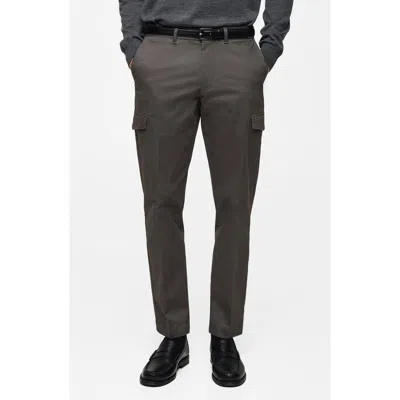 Mango Stretch Cotton Cargo Pants In Grey