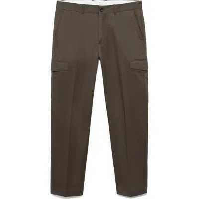 Mango Stretch Cotton Cargo Pants In Khaki Brown