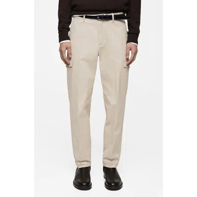 Mango Stretch Cotton Cargo Pants In Light/pastel