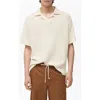 Mango Stretch Cotton Knit Polo Shirt In White