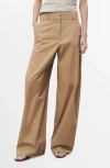 Mango Stretch Cotton Wide Leg Pants In Brown