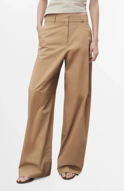 MANGO MANGO STRETCH COTTON WIDE LEG PANTS