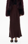 Mango Stretch Satin Maxi Skirt In Maroon