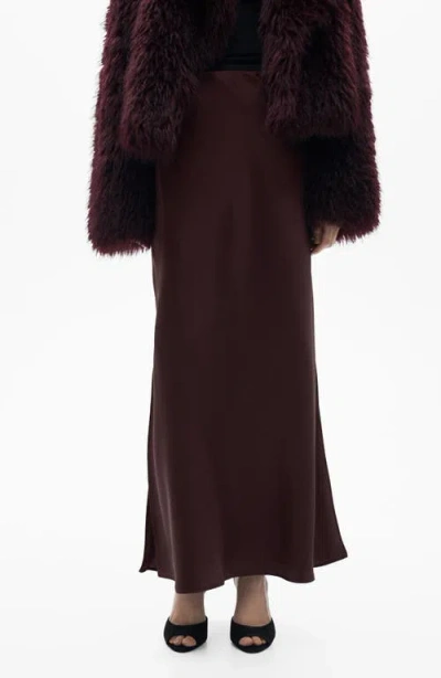 Mango Stretch Satin Maxi Skirt In Maroon