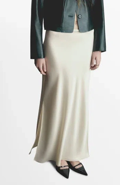 Mango Stretch Satin Maxi Skirt In Sand