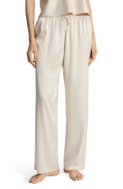 Mango Stretch Silk Pajama Pants In Light/pastel Grey
