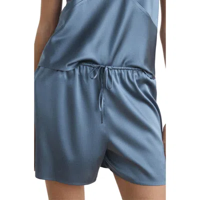 Mango Stretch Silk Pajamas Shorts In Blue