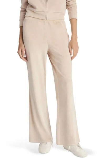 Mango Stretch Velour Pants In Neutral