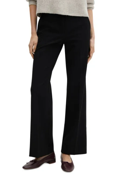 Mango Stretch Wide Leg Pants In Black