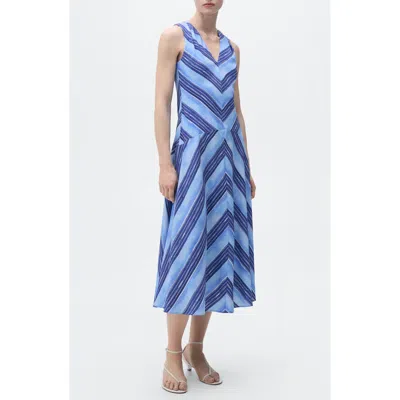 Mango Stripe A-line Dress In Blue