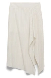 Mango Stripe Asymmetric Midi Skirt In White