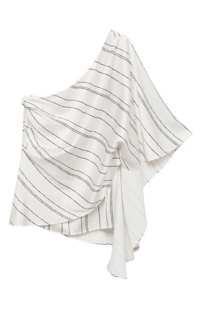 Mango Stripe Asymmetric Top In White