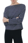 Mango Stripe Boatneck Sweatshirt In Blue