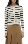 Mango Stripe Button Front Cardigan In Black