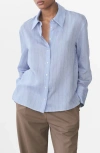 Mango Stripe Button-up Shirt In Blue