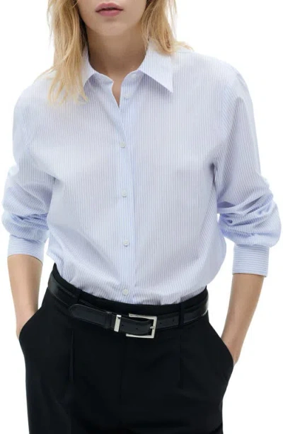 Mango Stripe Button-up Shirt In Sky Blue