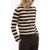 Mango Stripe Cardigan In Ecru