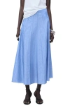 Mango Striped Linen-blend Skirt In Blue