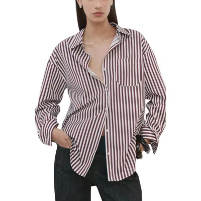 Mango Stripe Cotton Blend Button-up Shirt In Multi