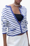 Mango Stripe Cotton Blend Cardigan