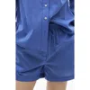 Mango Stripe Cotton Blend Drawstring Shorts In Blue