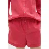 Mango Stripe Cotton Blend Drawstring Shorts In Red