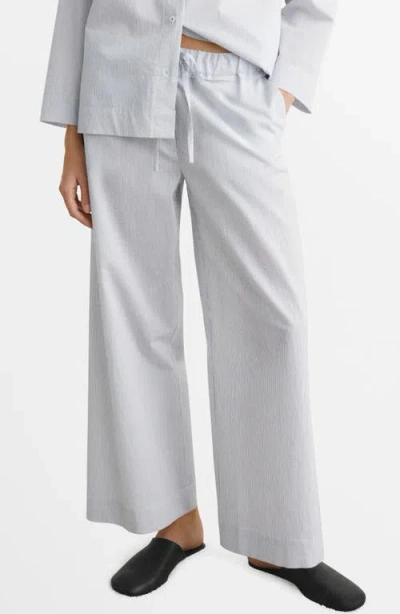 Mango Stripe Cotton Blend Pajama Pants In White