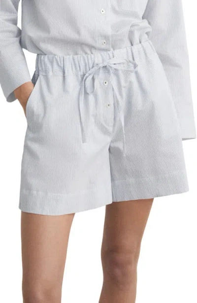 Mango Stripe Cotton Blend Pajama Shorts In White