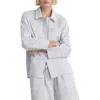 Mango Stripe Cotton Blend Pajama Top In White