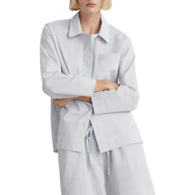 Mango Stripe Cotton Blend Pajama Top In White