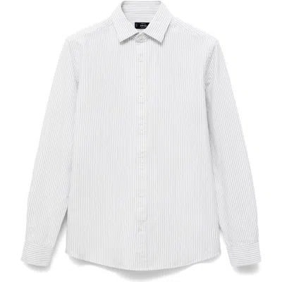Mango Stripe Cotton Button-up Oxford Shirt In White