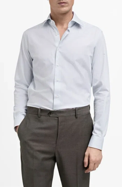 Mango Stripe Cotton Button-up Shirt In Blue