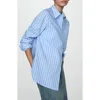 MANGO MANGO STRIPE COTTON BUTTON-UP SHIRT