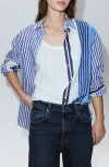 Mango Stripe Cotton Button-up Shirt In Multi
