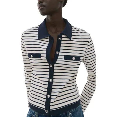 Mango Stripe Cotton Cardigan In Multi