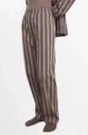 Mango Stripe Cotton Pajama Pants In Brown
