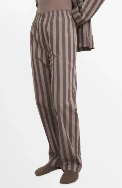 Mango Stripe Cotton Pajama Pants In Brown
