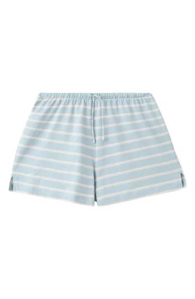 Mango Stripe Cotton Pajama Shorts In Blue