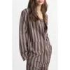 Mango Stripe Cotton Pajama Top In Brown