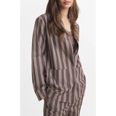 Mango Stripe Cotton Pajama Top In Brown