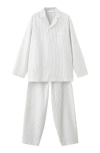 Mango Stripe Cotton Pajamas In Grey