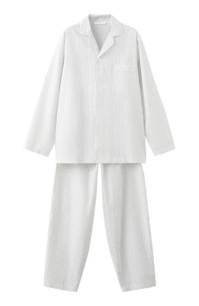 Mango Stripe Cotton Pajamas In Grey