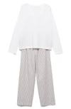Mango Stripe Cotton Seersucker Pajamas In Medium Brown