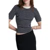 Mango Stripe Cotton T-shirt In Black