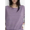 Mango Stripe Cotton T-shirt In Purple