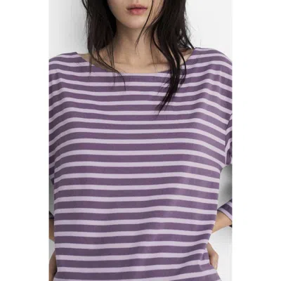 Mango Stripe Cotton T-shirt In Lilac