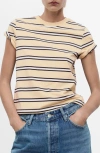 Mango Stripe Cotton T-shirt In Neutral