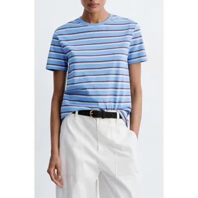 Mango Stripe Cotton T-shirt In Blue